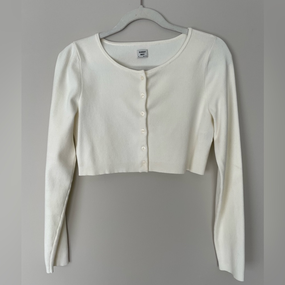 Aritizia “Sunday Best” cropped white cardigan